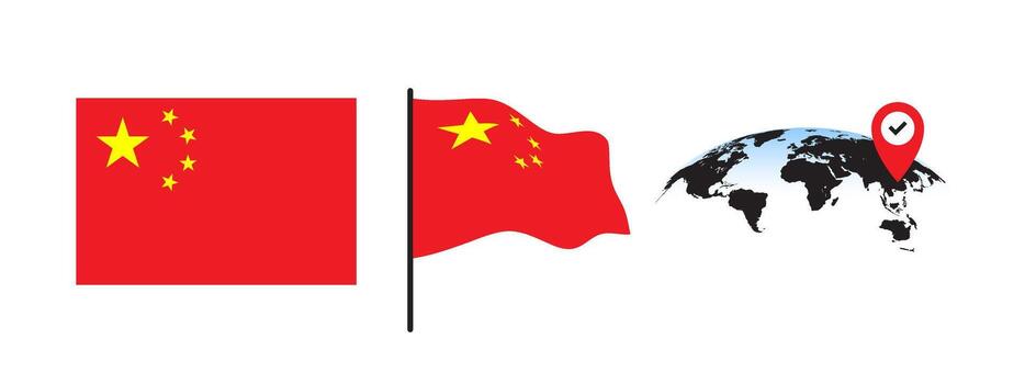 China flag and location on the map vector