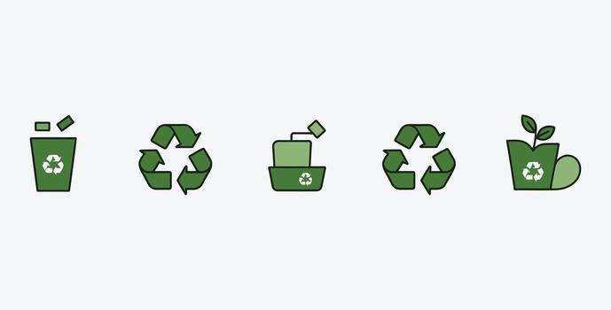 Set of recycle icons symbolizing waste management and environmentally friendly practices vector