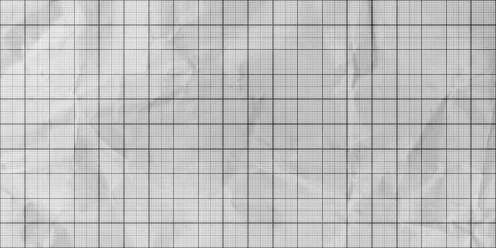 Crumpled graph paper sheet. Wrinkled blueprint grid background. Folded graph paper background featuring grid lines. vector