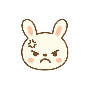 Angry Bunny Face with Red Cheeks and Furious Expression vector