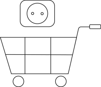 trolley icon and power socket icon with white background vector