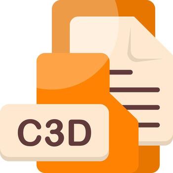 C3D File Format Folder Icon Flat Style Design vector