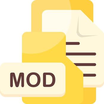 MOD File Format Folder Icon Flat Style Design vector