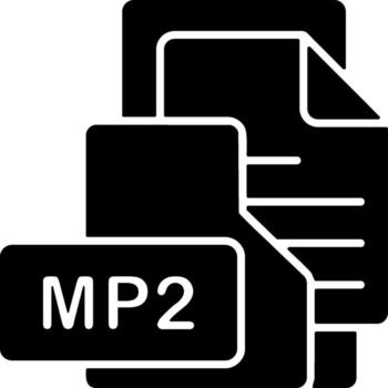 MP2 File Format Folder Icon Solid Style Design vector