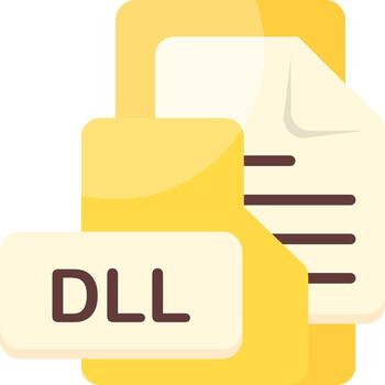 DLL File Format Folder Icon Flat Style Design vector