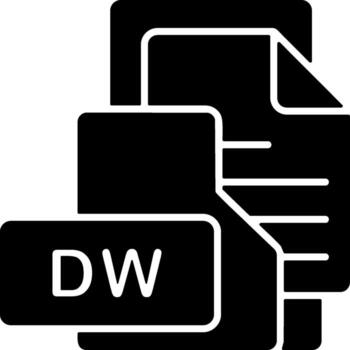 dw archivo formato carpeta icono sólido estilo diseño vector