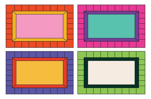 Design template frame deep retro colorful vector