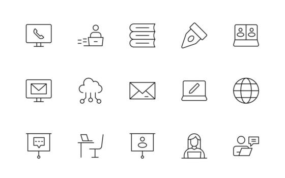 trabajo en equipo línea íconos recopilación. conjunto de trabajo colaborativo espacio iconos negocio trabajo en equipo, equipo edificio, trabajo grupo, y humano recursos y más. vector