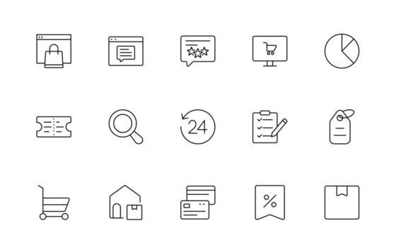 Set of shopping cart icons. Collection of online store, from various cart icons in various shapes. Shopping line icon set. vector