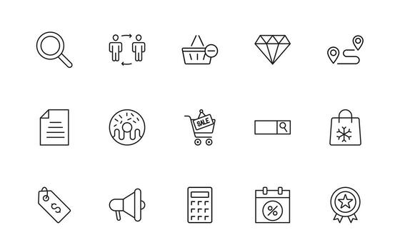 Shopping cart minimal icons. Collection of web icons for online store, from various cart and Shopping bag thin line icon collection. vector