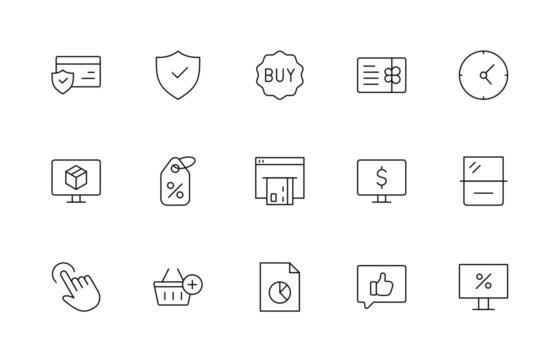 Set of shopping cart icons. Collection of web icons for online store, from various cart icons in various shapes. Shopping minimal thin line icon collection. vector