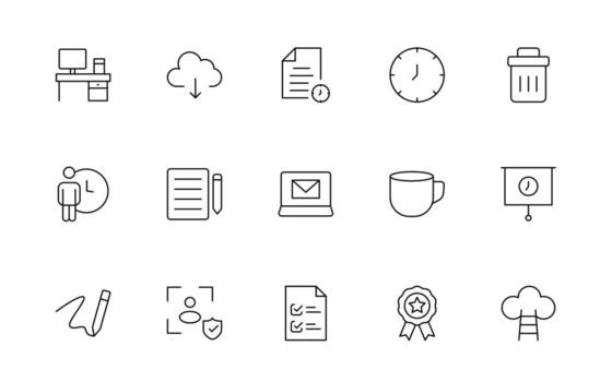 Teamwork icons set. coworking space icons. Business teamwork, team building, work group, and human resources line icon collection. vector
