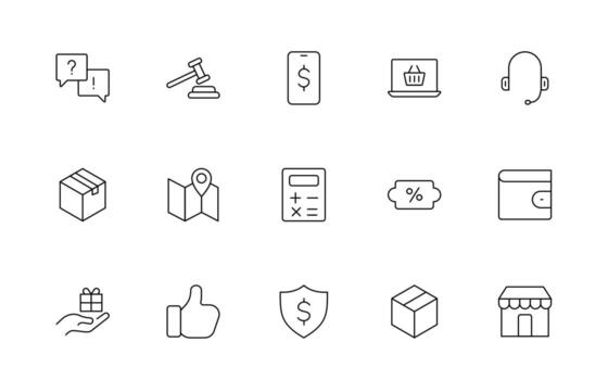 Set of shopping cart icons. Collection of web icons for online store, from various cart icons in various shapes. Shopping minimal thin line icon set. vector