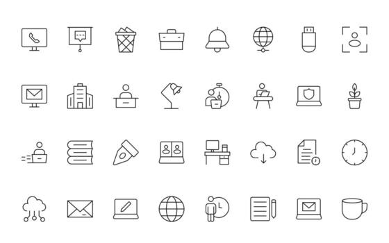 Teamwork line icons collection of coworking space icons. Business teamwork, team building, work group, and human resources and more. vector