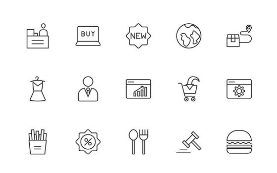 Shopping cart icons. Collection of web icons for online store, from various cart icons in various shapes. Shopping icon set. vector