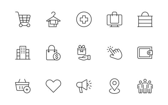 Set of shopping cart icons. web icons for online store, from various cart icons in various shapes. Shopping bag line icon pack. vector