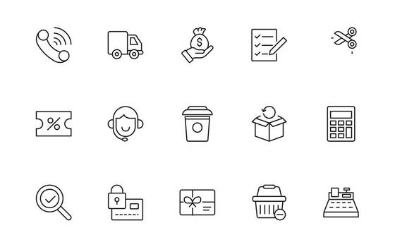 Shopping cart icons. Collection of web icons for online store, from various cart icons in various shapes. Shopping line icon set. vector