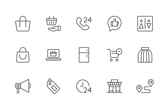 Set of shopping cart icons. web icons for online store, from various cart icons in various shapes. Shopping line icon pack. vector