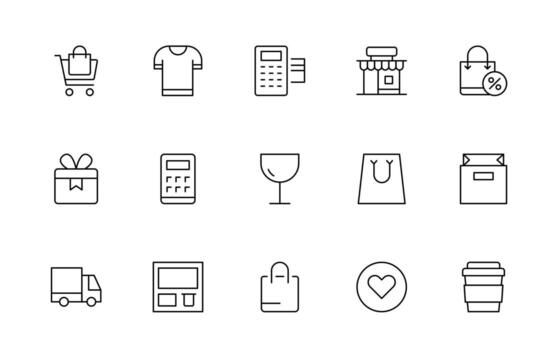 Set of shopping cart icons. web icons for online store, from various cart icons in various shapes. Shopping minimal thin line icon set. vector