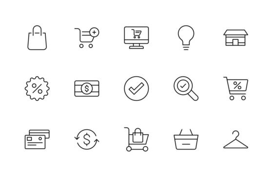 Set of shopping cart icons. web icons for online store, from various cart icons in various shapes. Shopping line icon set. vector