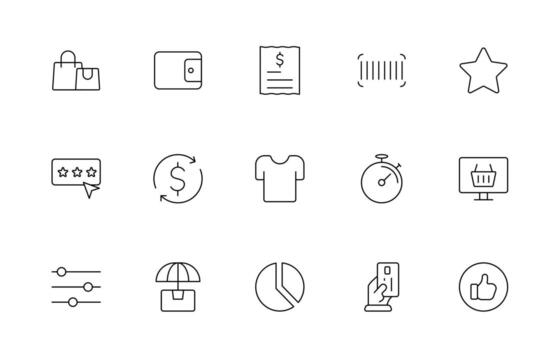 Set of shopping cart icons. Collection of web icons for online store, from various cart icons in various shapes. Shopping line icon collection. vector