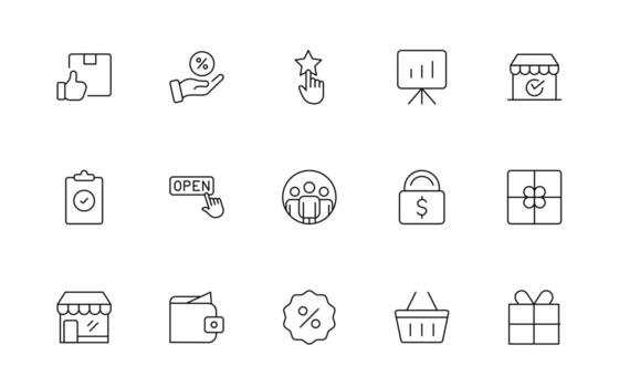 Set of shopping cart icons. Collection of web icons for online store, from various cart icons in various shapes. Shopping thin line icon pack. vector