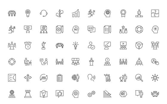 trabajo en equipo Delgado línea íconos recopilación. conjunto de trabajo colaborativo espacio iconos negocio trabajo en equipo, equipo edificio, trabajo grupo, y humano recursos mínimo Delgado línea web icono colocar. vector