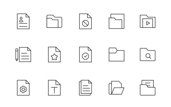 Document File line icons. Document icon set. Set of outline icons related to document, files, message, security icon set. vector
