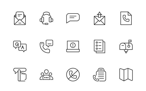 Contact and communication icon. call, message, chat, connect, minimal thin line icon set. vector