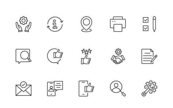 Support and customer service line style modern icons set. Customer Feedback, Response, experience, helpline and technical line icon Pack. vector
