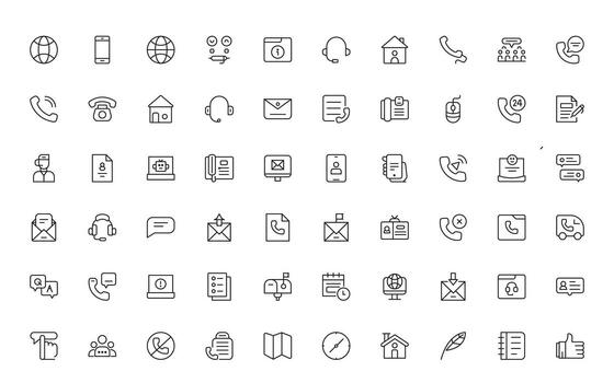 Contact and communication icon. call, message, chat, connect, minimal line icon set. vector