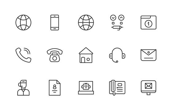 Contact and communication icon. call, message, chat, connect, simple editable thin line icon set. vector