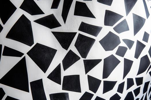 Abstract black and white geometric patterns create striking visual harmony on a textured surface. photo