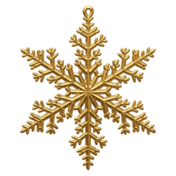 ett utsmyckad guld snöflinga med ett invecklad mönster, skära ut, klippning väg, isolerat på en transparent bakgrund. png