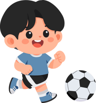 süß Karikatur Junge spielen Fußball png