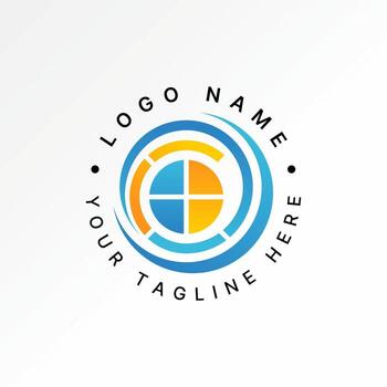 único circulo línea me gusta inicial C fuente con centrar ventana vector