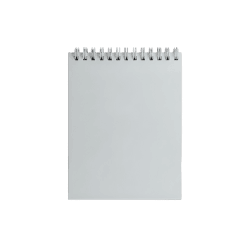 tom vit spiral anteckningsbok med tömma sidor, topp se. realistisk anteckningsblock attrapp isolerat på transparent bakgrund för design presentation png