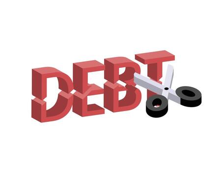 Haircut is debt restructuring and finance to reduce in the value that creditors agree to receive on the debt owed to them vector