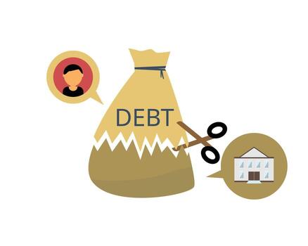 Haircut is debt restructuring and finance to reduce in the value that creditors agree to receive on the debt owed vector