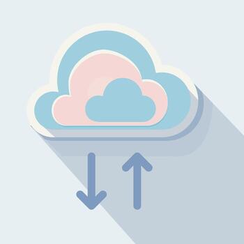 nube almacenamiento icono en pastel plano estilo. ideal para aplicaciones, sitios web, datos transferir, y nube informática conceptos. editable ilustración con limpiar diseño, suave colores, y moderno largo sombra efecto. vector