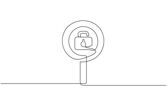Magnifying glass with profile icon continuous one line pro drawing editable outline vector