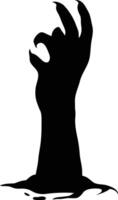 Silhouette of Halloween Zombie Hand on White Background. vector