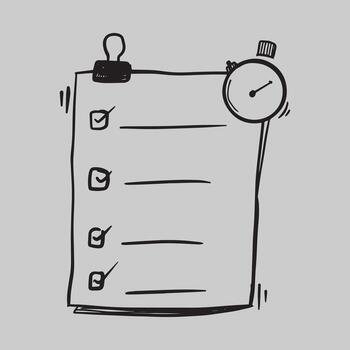 Checklist with a stopwatch, representing time management and task completion. vector