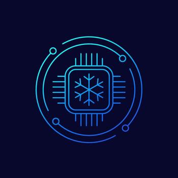 frío UPC icono, procesador enfriamiento, lineal diseño vector
