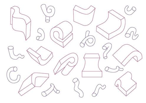 Bent cylinders and boxes in different angles vector