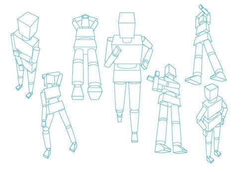 Female figure mannequins in a variety of angles without using a guide box vector