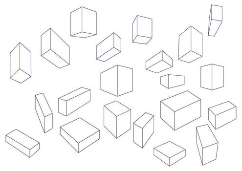 Rectangles in 2-point perspective with a blue color vector