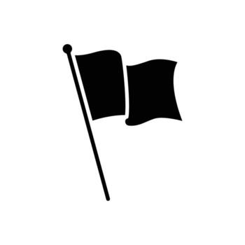 Waving flag icon. Simple glyph style. Start, finish, pole, point, shape, location, pin, mark, map, pennant, flutter, place marker concept. Silhouette, solid symbol. Isolated design. vector