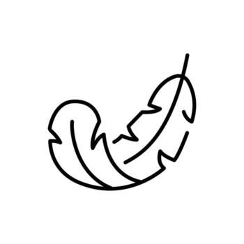 Feather icon. Simple outline style. Light, weight, smooth, pillow, bird, quill, fluff, falling, lightweight concept. Thin line symbol. Isolated design. vector