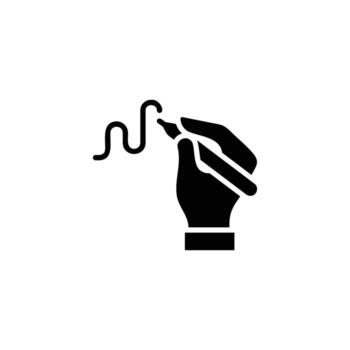 Handwriting recognition icon. Simple glyph style. Hand holding pen, writing signature, conclusion contract, authentication technology concept. Silhouette, solid symbol. Isolated design. vector